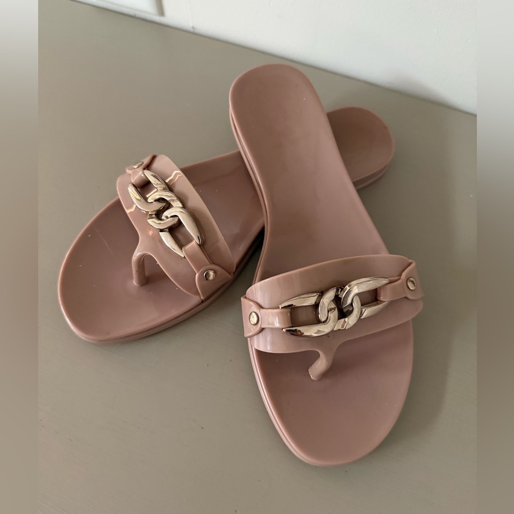 Vince Camuto Blush Sandals with Gold Accent